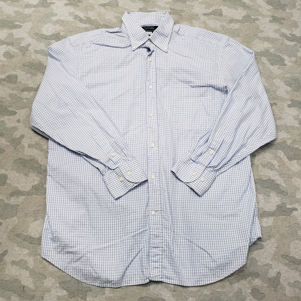 Basile Shirt Mens 16 1/2 Blue Long Sleeve Button-Up
